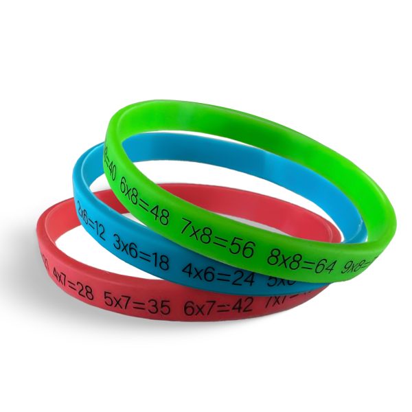 Multiplication Wristbands for Kids & Teens (3-Pack)